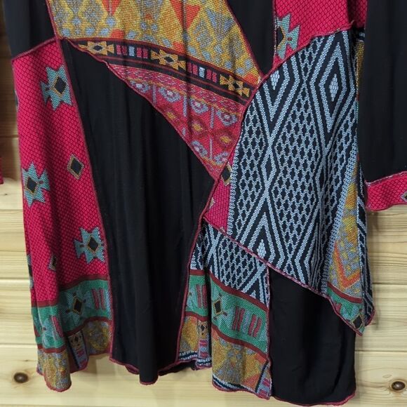 Parsley & Sage Top Womens Small Black Western Art Patchwork Pieced Blouse - Picture 5 of 10